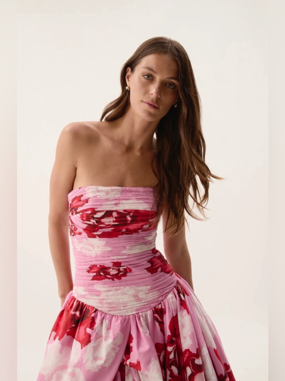 Aje Pink Red Floral Printed Violetta Bubble Hem Strapless Gown AU6/US2 NWT - Picture 9 of 10